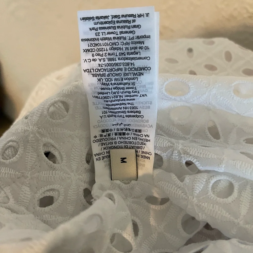 Tory Burch NWT Elegant White Eyelet Midi Length Tunic - Picture 10 of 10